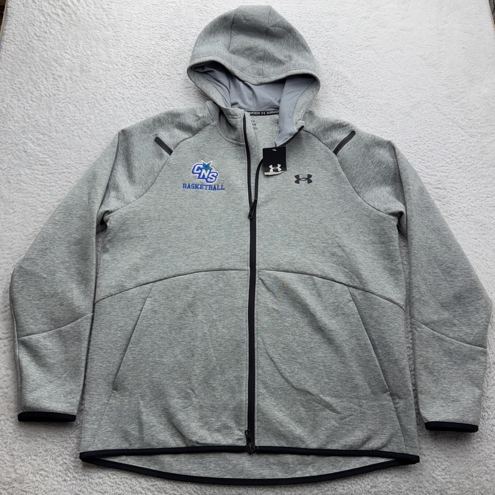 Under Armour Mens Unstoppable Fleece Full Zip Hoodie Gray CNS Basketball LG NEW